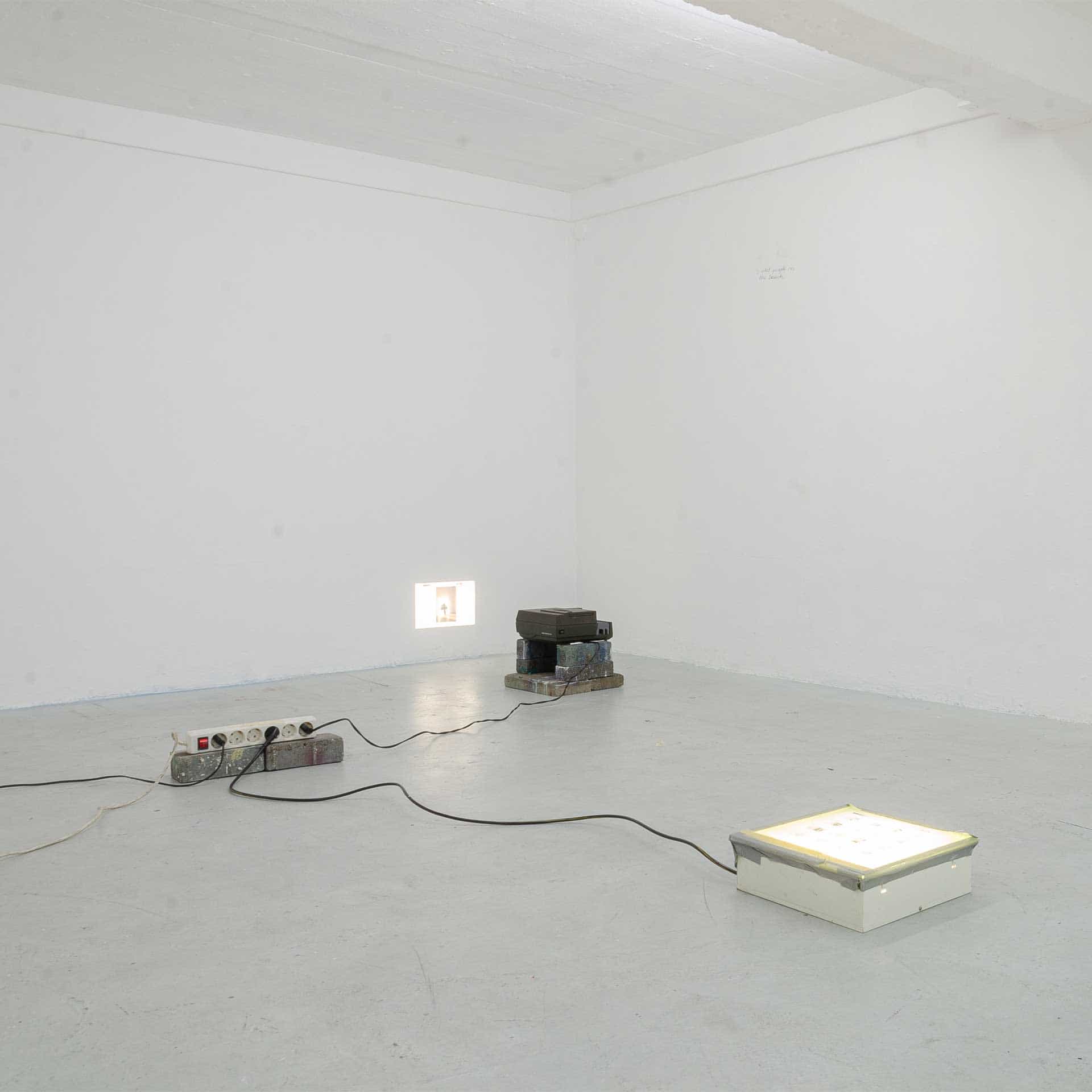 Installation view of the exhibition 'ACT III: Shaking, Tumbling, And All the Little Mistakes We Make Along the Way' at SIGN project space, featuring the painting series 'Hiding In Plain Sight' by Simon Scharinger